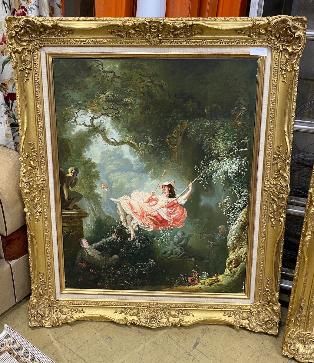 After Fragonard, The Swing, gilt framed, 80 x 64cm
